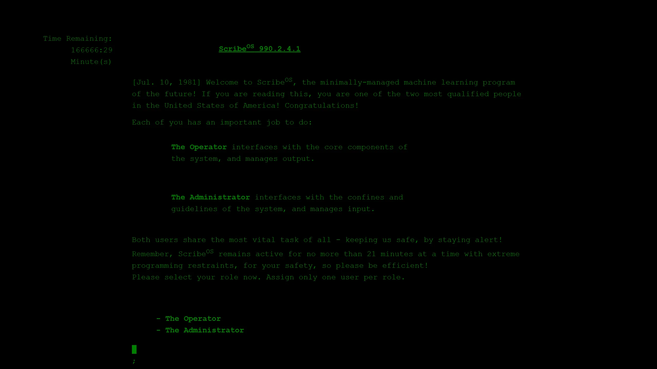 The ScribeOS Start Screen
